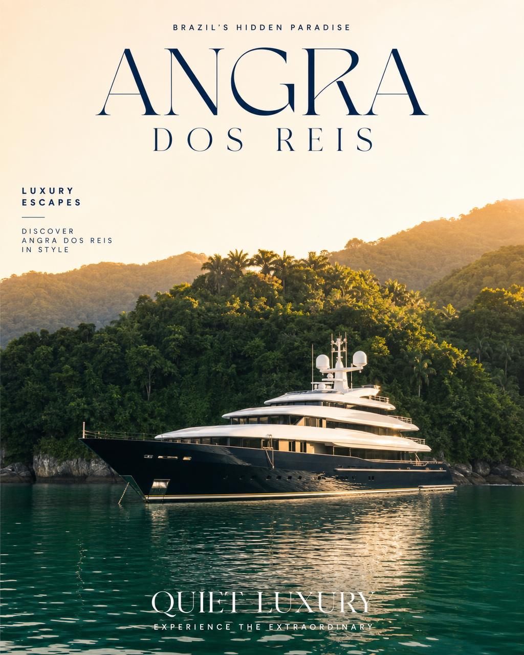 Superiate ancorado em Angra dos Reis ao pôr do sol